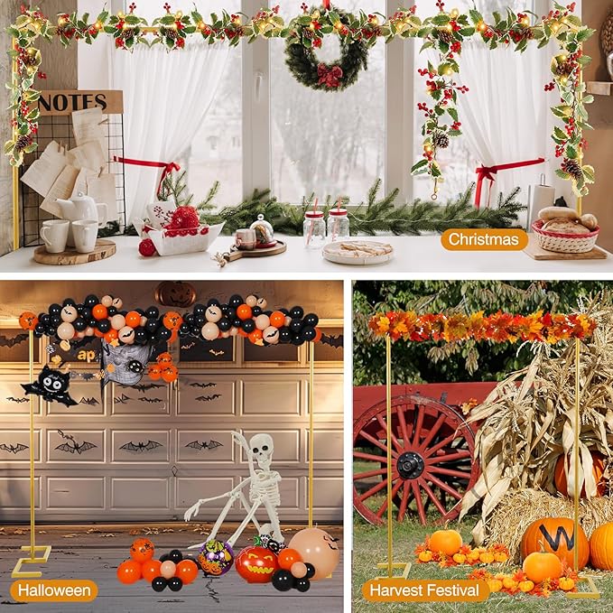 8.2FT Square Arch Backdrop Stand, Metal Gold Backdrop Stand Heavy Duty - Image 7