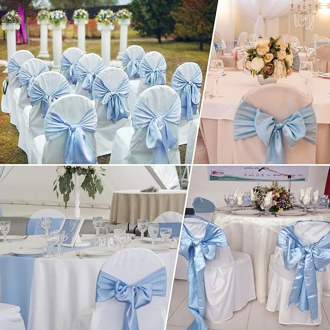 100 PCS Satin Chair Sashes Decorative Bow Chair Sashes Ties Back Ribbon Bows - Image 5