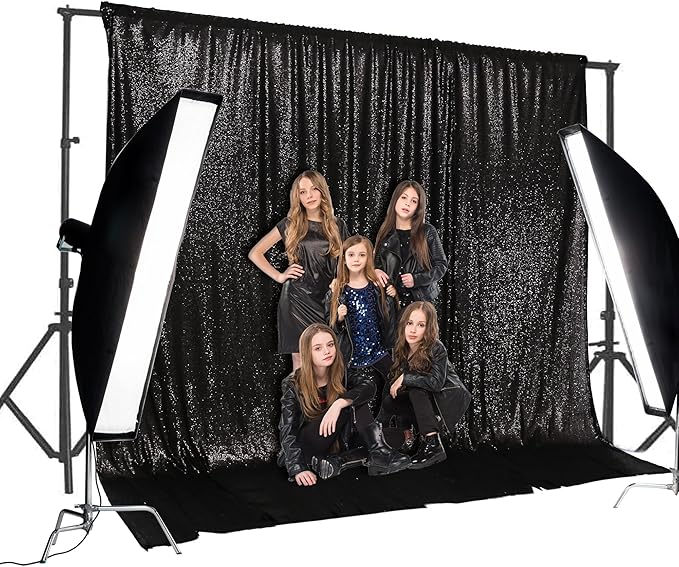 PartyDelight Black Sequin Backdrop 20Ft x10 Ft Photography Curtain Special - Image 4