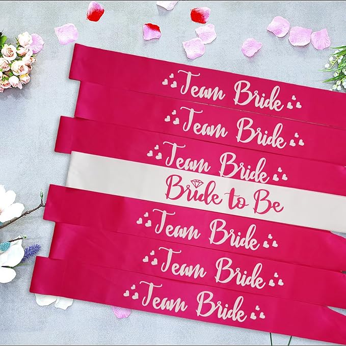 7 Pack Bachelorette Sashes Hot Pink, 1 White Bride to Be Sash and 6 Team Bride - Image 6