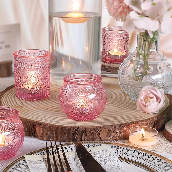 DARJEN 12Pcs Pink Votive Candle Holders - Image 7
