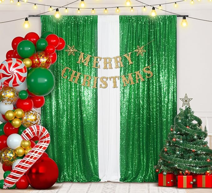 Juya Delight Sequin Backdrop Curtain, Christmas Wedding Decoration by JuyaDelight