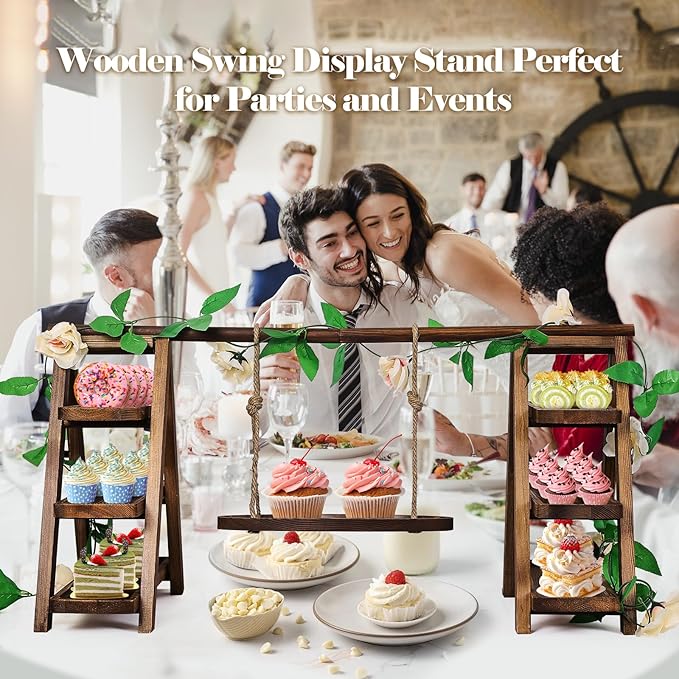 Wooden Cupcake Stand, 3 Tier Cake Stands Party Food Display Serving Platter - Image 2