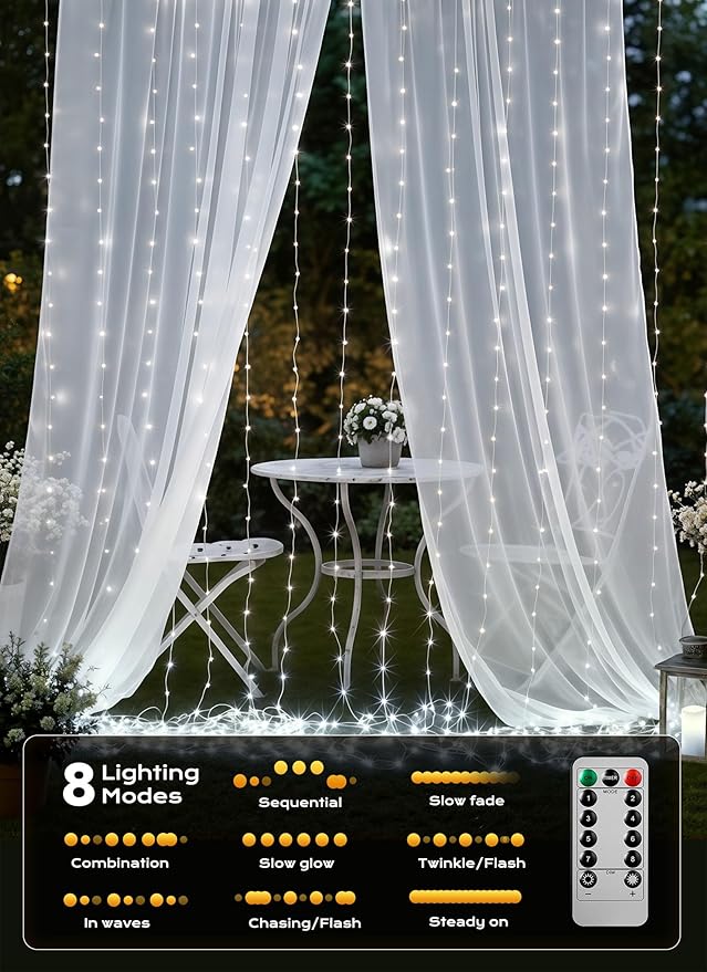 Brightown Curtain String Lights, Hanging Fairy Lights - Image 3