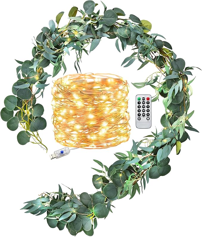 FiveSeasonStuff Rustic Willow and Eucalyptus Garlands – Lifelike Greenery by FiveSeasonStuff