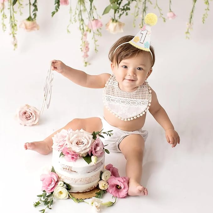 WAUAO Colorful Flower 1st Birthday Cone Hat - Image 3