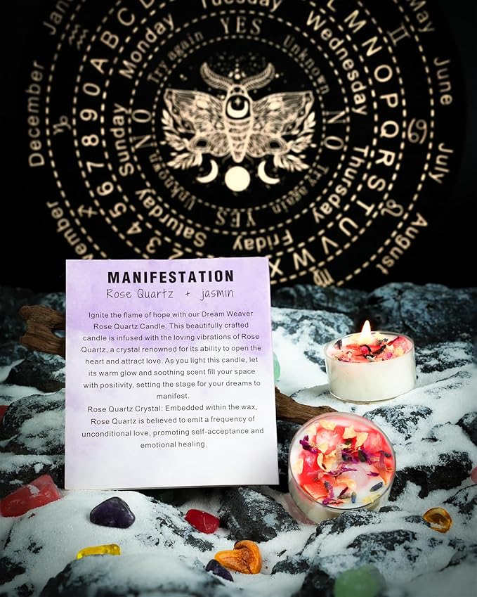 Tealight Candles with Crystals and Herbs, Handmade Energy, Healing Crystal - Image 3