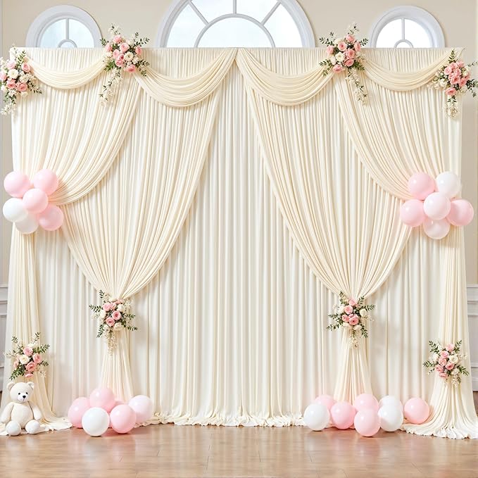 20ft x 12ft Champagne Backdrop Curtains Wrinkle Free Backdrop Curtain - Image 4