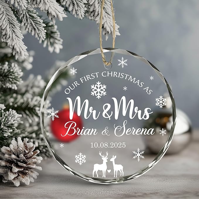 Personalized Our First Christmas As Mr Mrs Christmas Ornament - Image 4