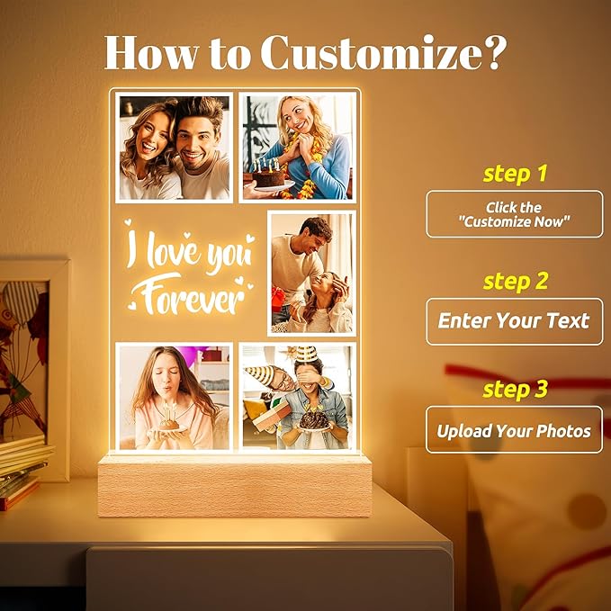 Custom Picture Frames with Photos, Customized Photo Frame with Night Light - Image 3