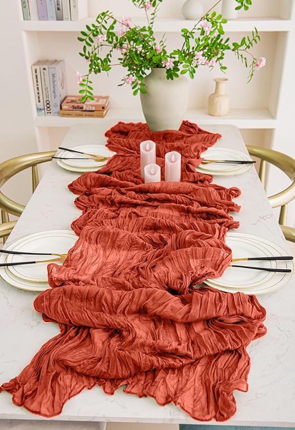 8 Pack 10Ft Terracotta Cheesecloth Table Runner 35x120 inch Boho Gauze Cheese - Image 7