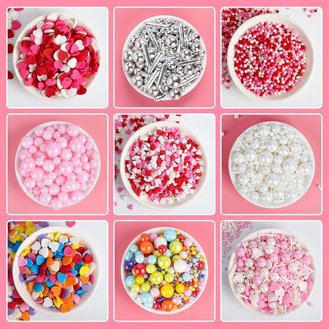 Edible Heart Sprinkles for Cake Decorating, Baking Candy Decorations, Cupcake - Image 7