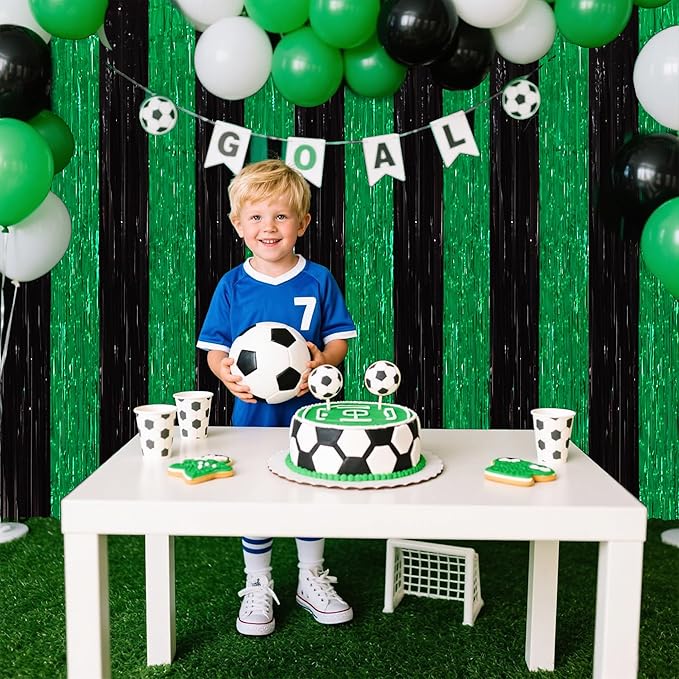 TONIFUL 2Pcs Black Green Door Streamers, Metallic Streamers Green Foil Fringe - Image 4