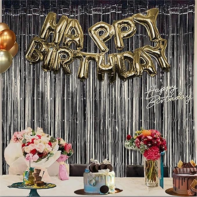 BRAVESHINE Black Gold Foil Fringe Curtain Backdrop - Image 7