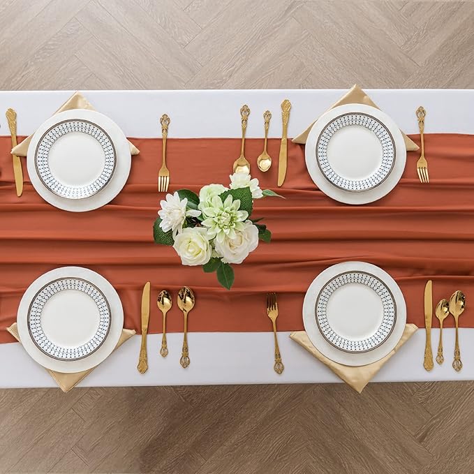 6Pack 9ft Chiffon Table Runner 14x108 Inch Sheer Romantic Table Runner - Image 3