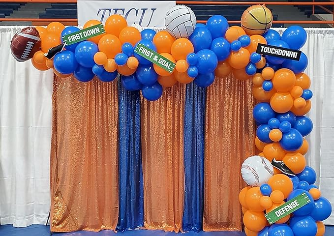 Orange Sequin Backdrop Curtains 1 Panel 10FTx10FT Glitter Orange Photo Backdrop - Image 2