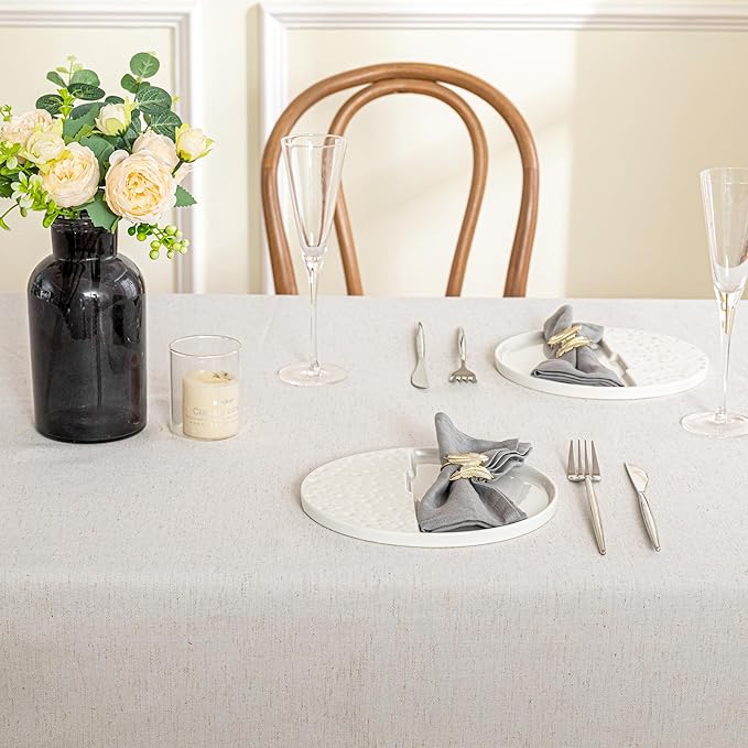 MYSKY HOME Table Cloth 60x60 in Rectangle Table, Heavy Duty Cotton Tassel Linen - Image 6