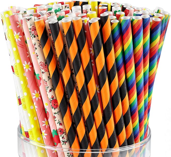 HAKACC Paper Straws for Drinking, 10 Styles by HAKACC