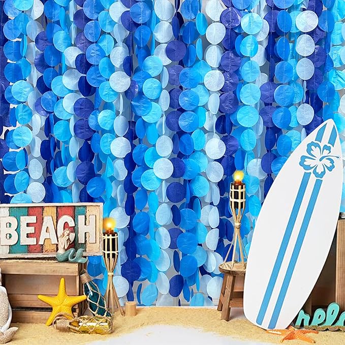 PinkBlume 205 Ft Blue Party Decorations Ombre Navy Circle Dot Backdrop Streamer - Image 6