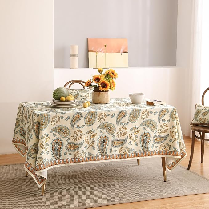 patdrea Designer Vintage French Rectangle Table Cloth, Italian Floral Wrinkle - Image 7