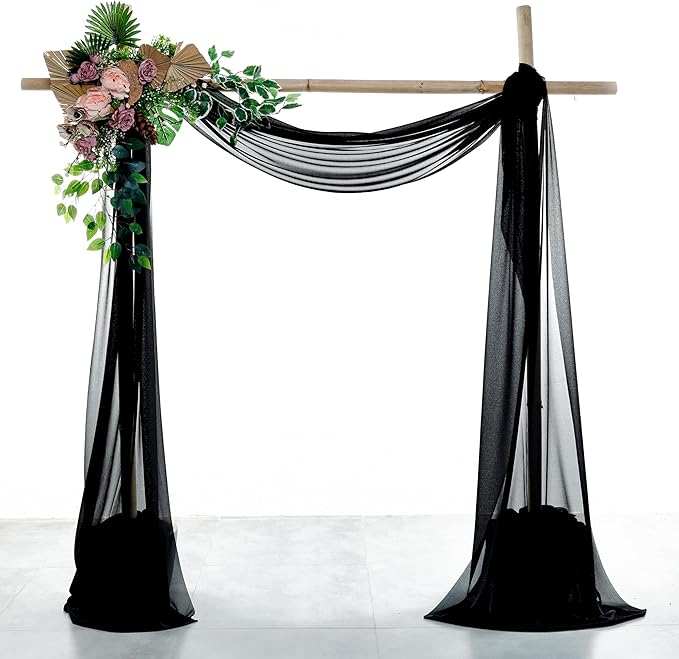 VDS Pack of 2 Panel Wedding Arch Draping Fabric Sheer Chiffon Fabric Drapery by VDS
