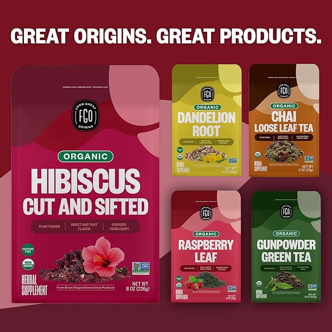 FGO Organic Hibiscus Flowers, Cut and Sifted, 16oz Bulk Resealable Bag - Image 7