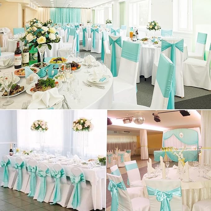 100 PCS Satin Chair Sashes Decorative Bow Chair Sashes Ties Back Ribbon Bow - Image 9