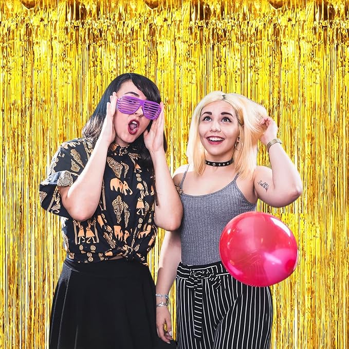 4P Metallic Foil Fringe Tinsel Table Skirts - Image 3