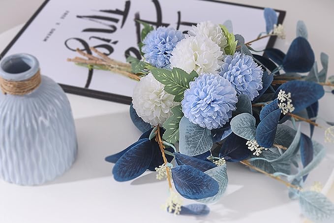 Artificial Flowers with vases, Fake Hydrangea with Eucalyptus Bouquet - Image 6