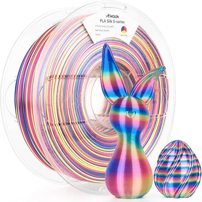 AMOLEN Silk PLA 3D Printer Filament, Shiny Multicolor Rainbow PLA Filament by AMOLEN