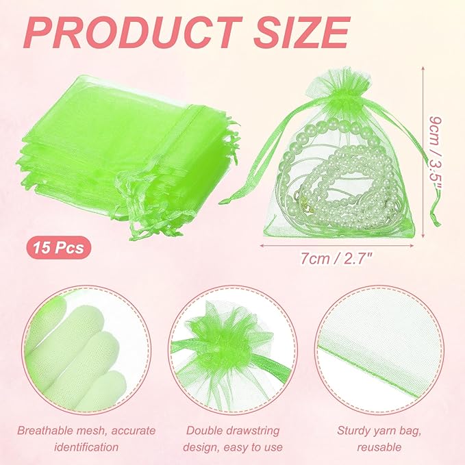 uxcell 50 Pcs Organza Gift Bags, 2.7x3.5 Inch Drawstring Pouches Jewelry Gift - Image 2