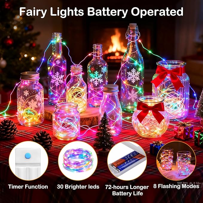 ZNYCYE 6 Pack Fairy Lights Battery Operated, 8.2 Ft 50 LED - Image 4