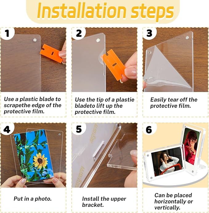 6 Pack Acrylic Magnetic Picture Frames 2x3, Refrigerator and Desktop Photo - Image 7