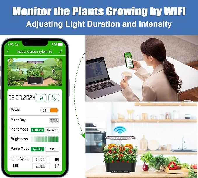 Hydroponics Growing System Kit APP Controlled, 15 Pods Indoor Herb Garden - Image 5