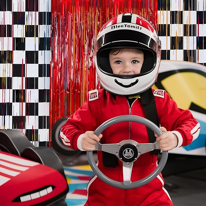 3 Pcs Racing Cars Foil Fringe Curtain Red Black White Checkered Photo Booth - Image 5