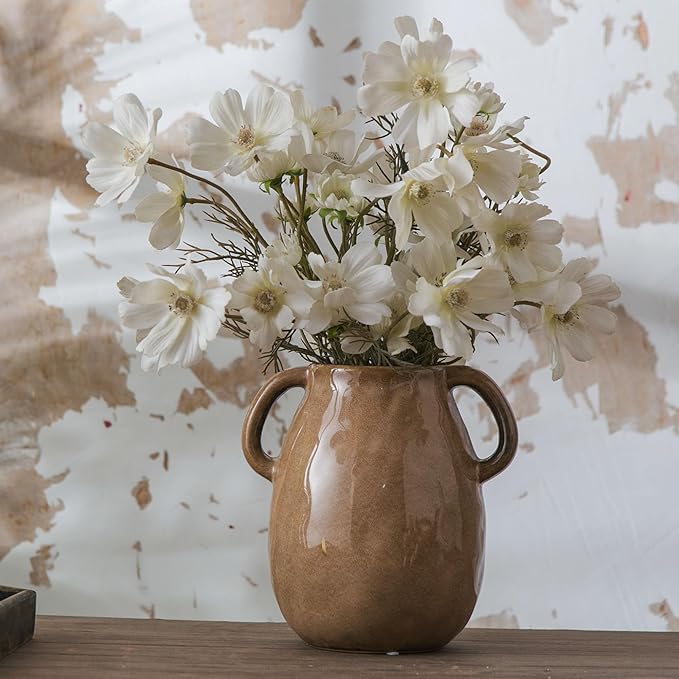 Brown Ceramic Vase with 2 Handles - Image 6