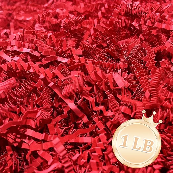 Zankubom 1 LB Red Crinkle Cut Paper Shred Filler Great by Zankubom