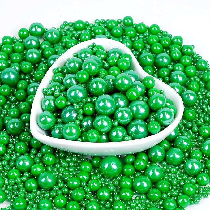 Christmas Edible Green Pearl Sprinkles, Edible Sugar Pearls by Suggozo