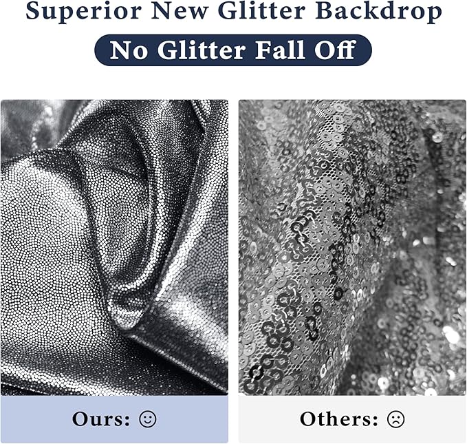 Outpain Thick 10 ft x 10 ft Black Silver Sequin Backdrop Curtain - Image 2