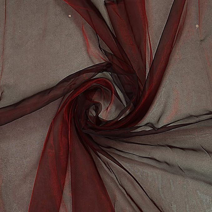 VDS Burgundy Organza Fabric, 45 Yards Continuous, 45” Wide, Wedding Party by VDS