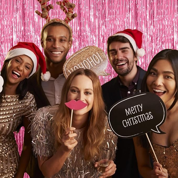 3 Pack Pink Backdrop Birthday Party Decorations Tinsel Foil Fringe Curtains - Image 4