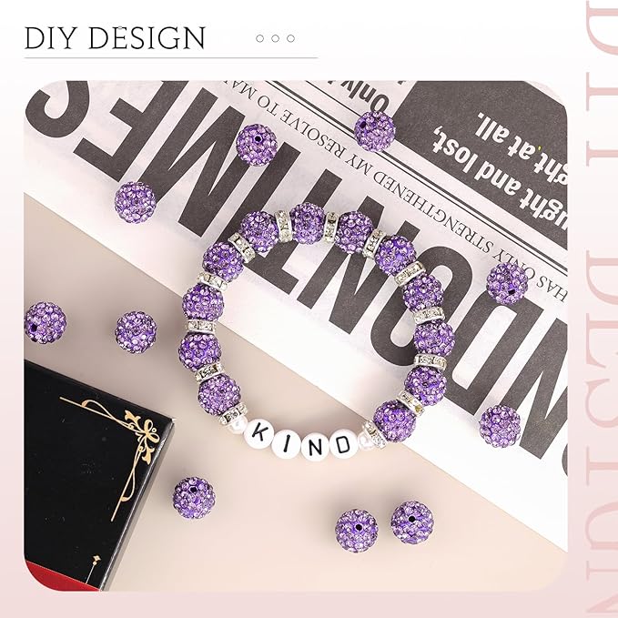 200pcs 10mm Purple Rhinestone Beads - Image 4