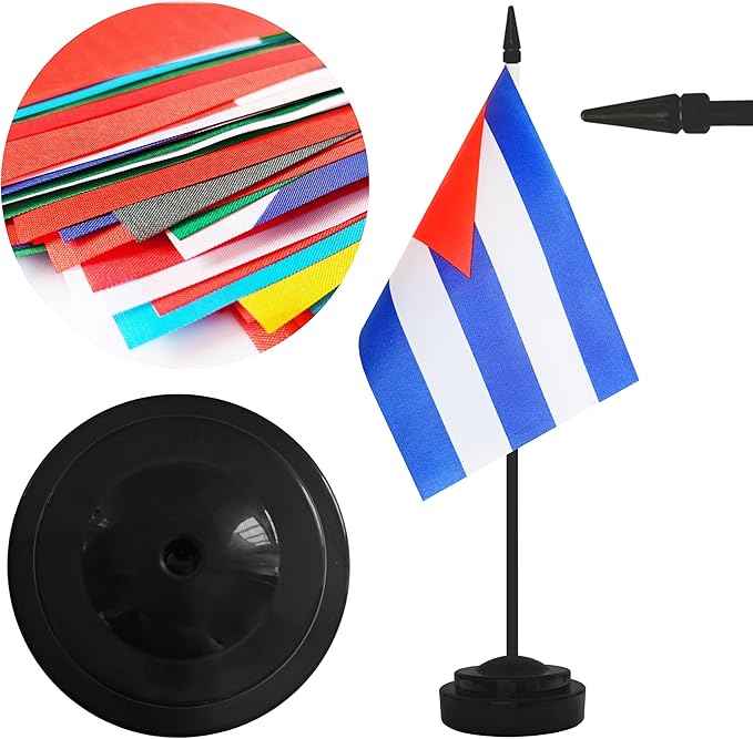 2 Pack Cuba Desk Flag Set, Cuban Desktop Small Miniature Table Office Flag - Image 3