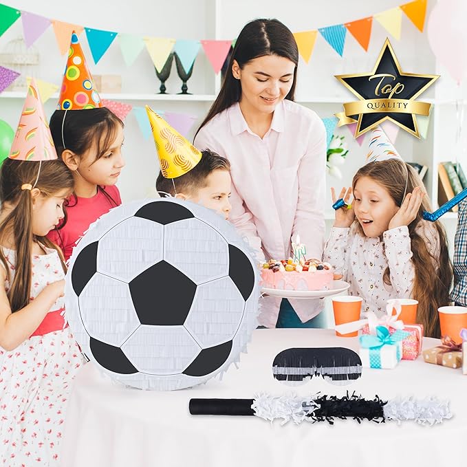 New Soccer Pinata Bundle with a Blindfold and Bat, Soccer Ball Pinata - Image 7