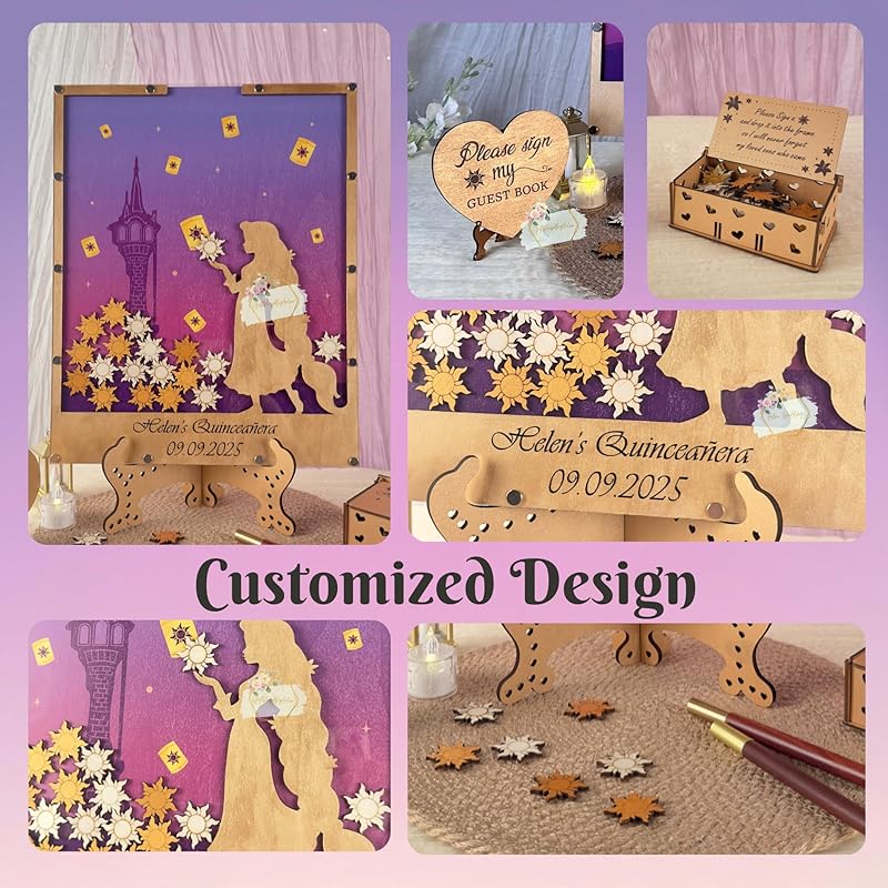 Princess Guest Book Alternative | Quinceañera Sweet XV Wooden Dropbox Frame - Image 5
