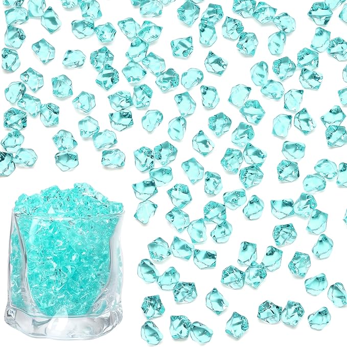 LAIDANLA 500PCS Teal Acrylic Gems Vase Fillers Plastic Diamonds Teal Fake Ice by LAIDANLA