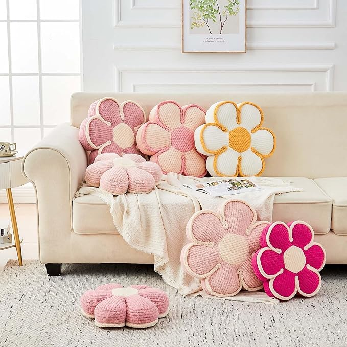 Flower Pillow, Soft Flower Decorative Throw Pillow, Cute Daisy Flower Shaped - Image 3