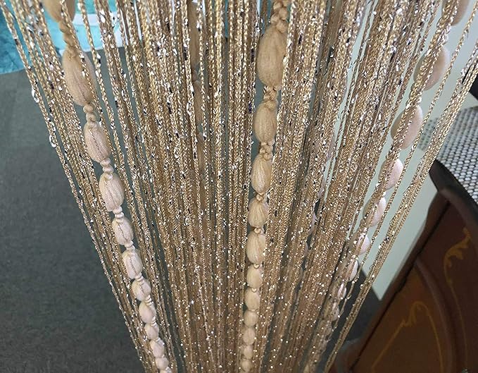 Hysenm Door String 39x79 Inch Curtains Champagne Panel Soft Balls Romantic - Image 5