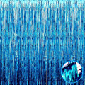 4 Pack Lake Blue Foil Fringe Curtain Backdrop, 3.3Ft x 9.8Ft Metallic Tinsel by Unknown
