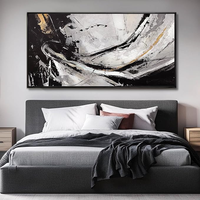 XIANSHOU Abstract Canvas Art Gold Line Painting Wall Art Black Poster - Image 3